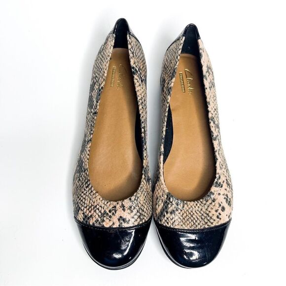 🍋 Clarks • NWOT Women’s Atomic Haze Patent Leather Snake Print Flats Size 6.5US - Picture 3 of 8